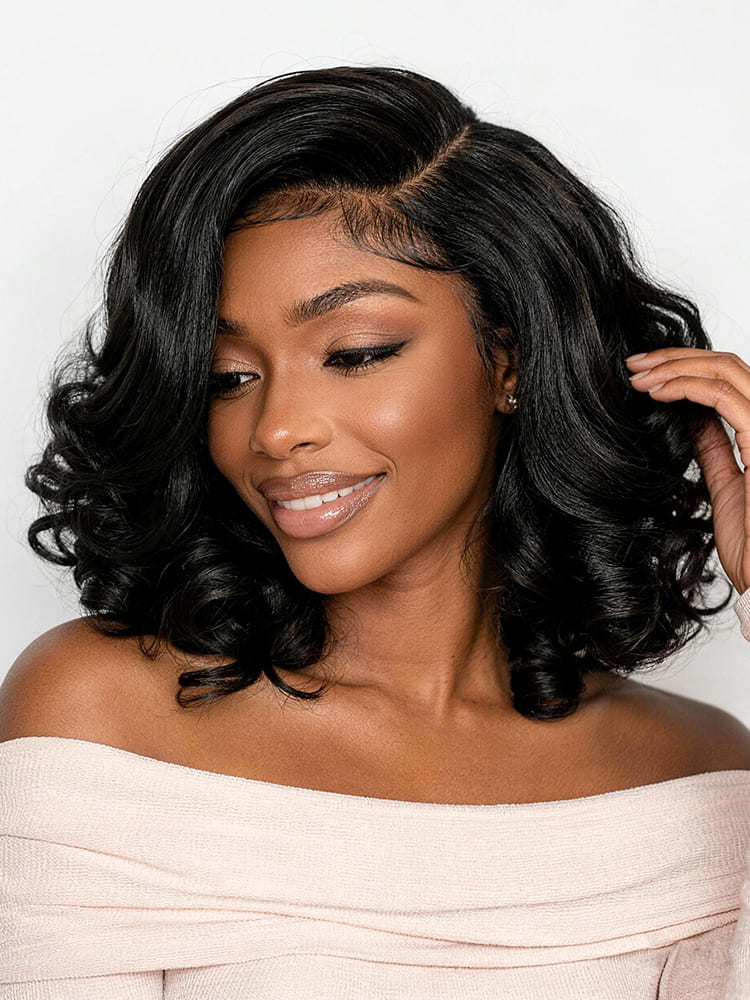 side part wavy bob wig
