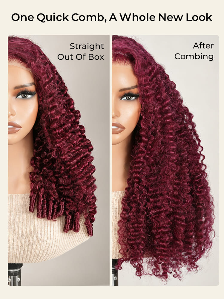 99J burgundy curly lace front wig