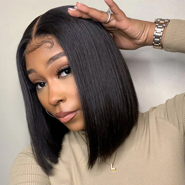 Straight Natural Black Lace Bob Wig　