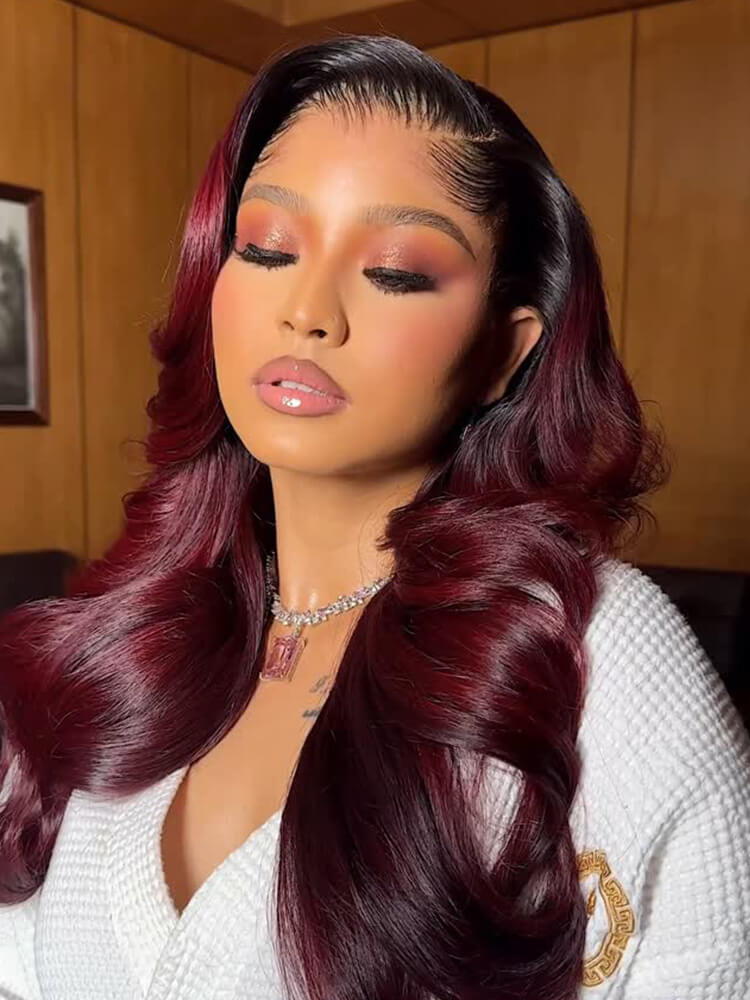 99J body wave wig with dark root