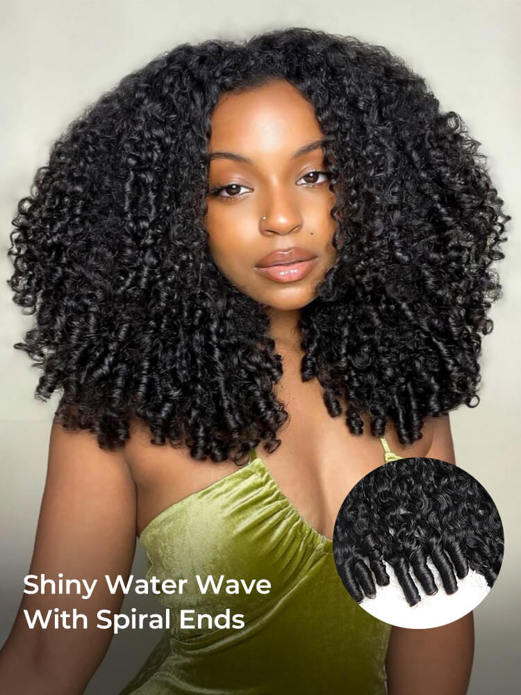 water wave wig with spiral ends