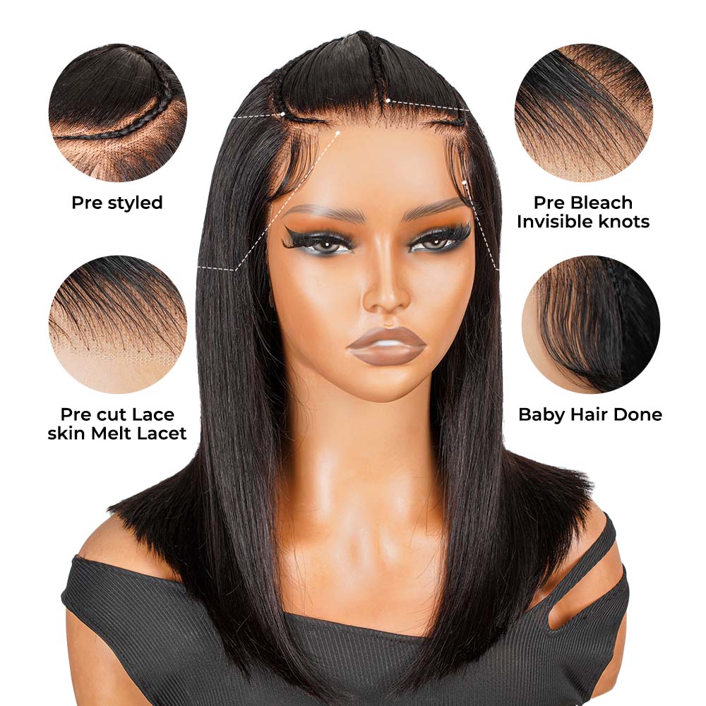 pre braided straight bob wig