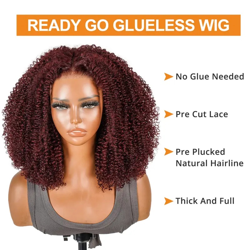 cherry cola red kinky curly wig