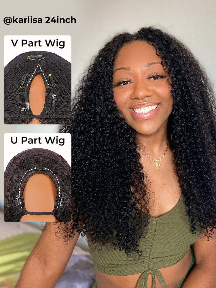 Curly V Part Wigs