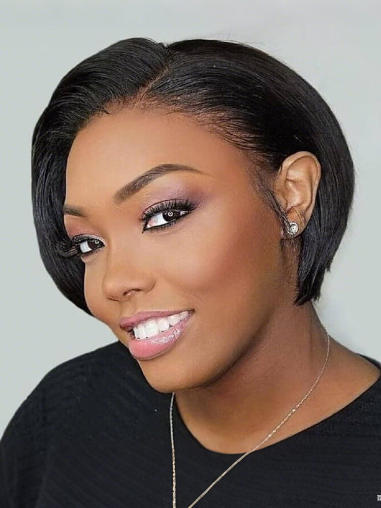 straight pixie cut lace wig