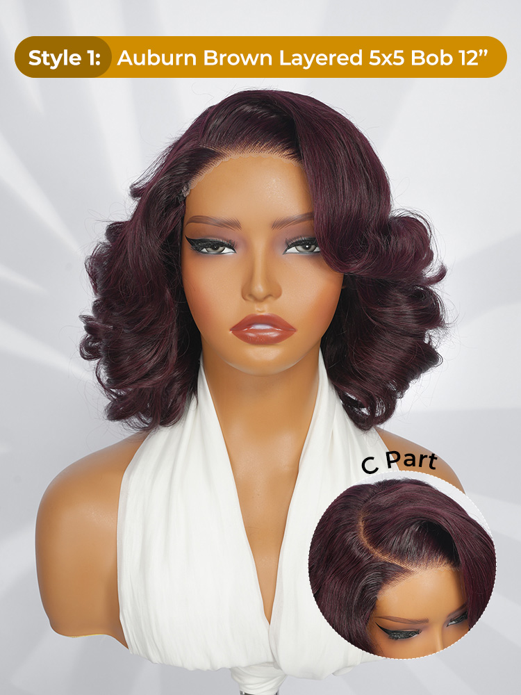 Reddish Brown Layered Wig