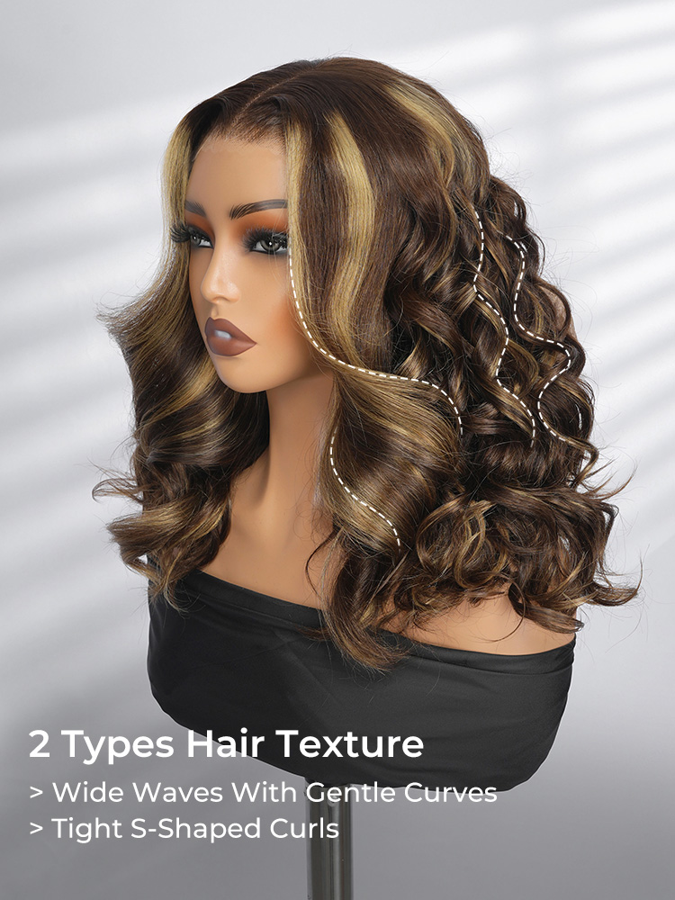bouncy waves human hair wig