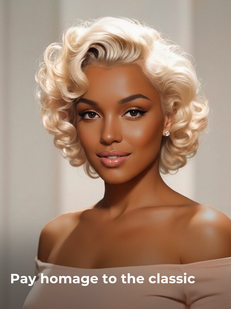 old Hollywood Blonde Glueless Pixie Bob