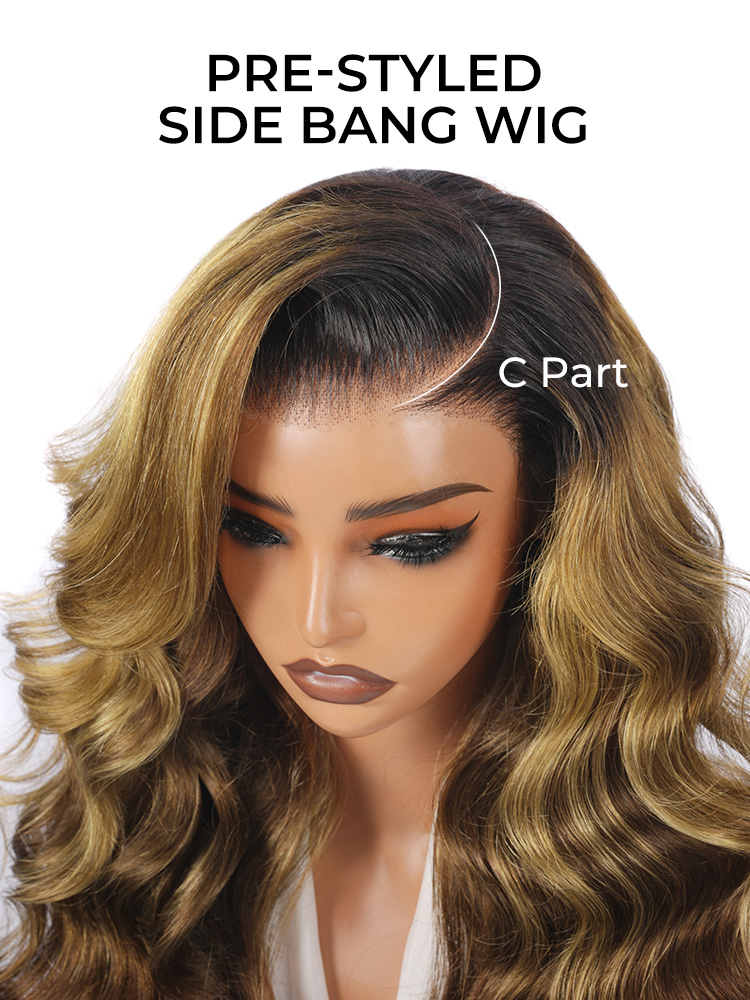 Stunning Highlight Ombre Lace Front Wig Wtih Side Bang