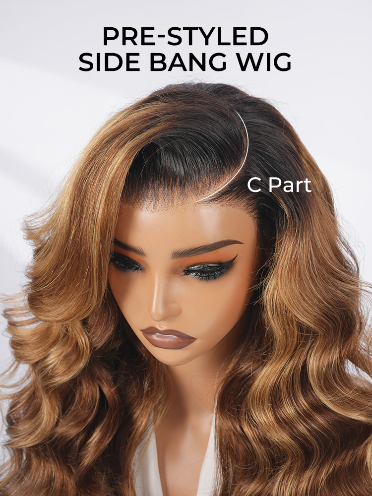 Stunning Highlight Ombre Lace Front Wig Wtih Side Bang