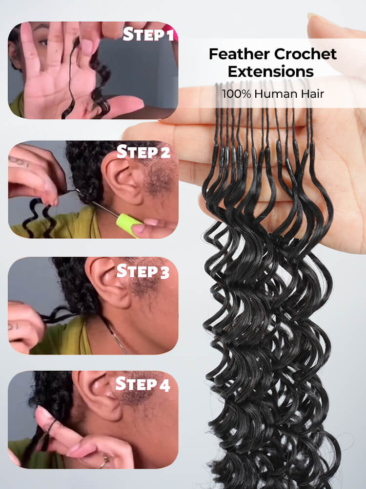 deep wave human crochet hair extensions