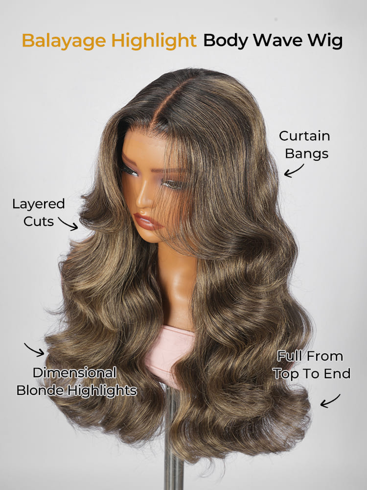 balayage highlight glueless wig