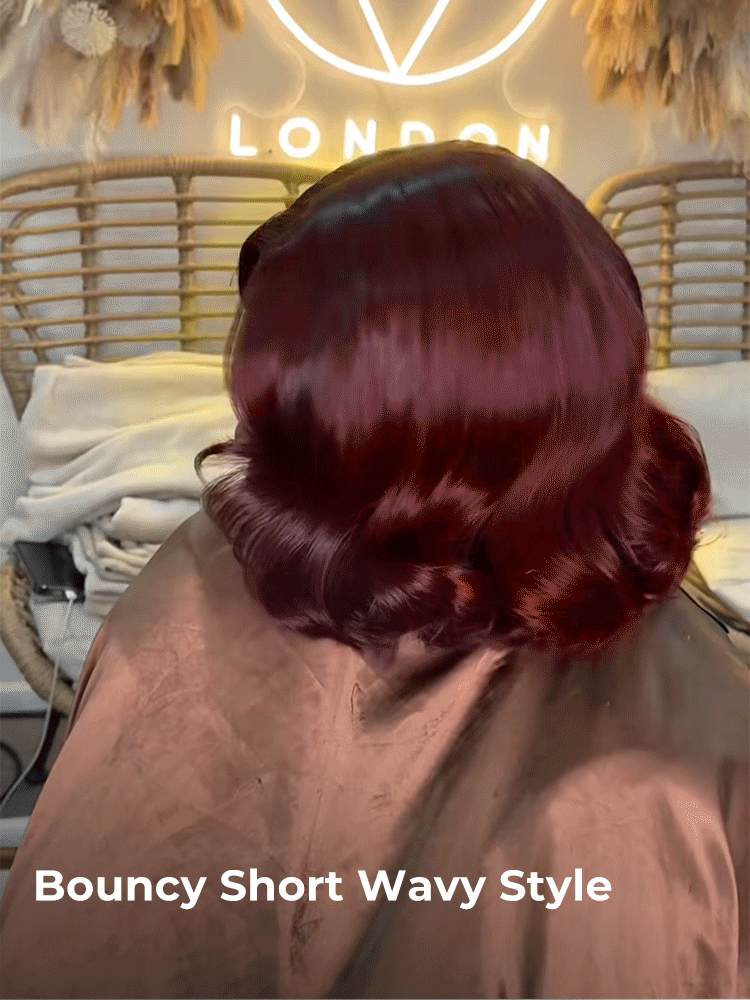 bouncy short wavy bob wig