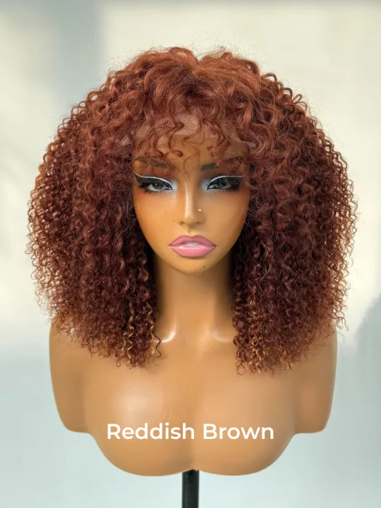 Colored Short Curly Curtain Bang Wig