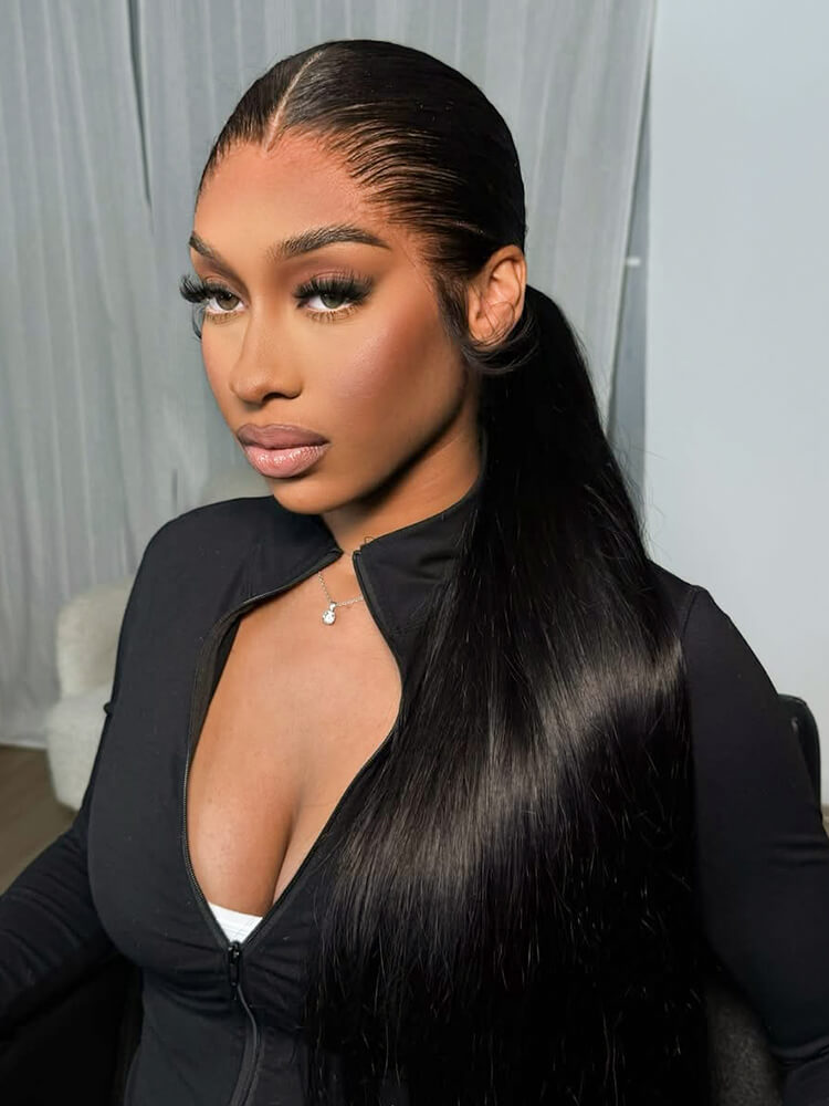 m hairline straight ponytail wig