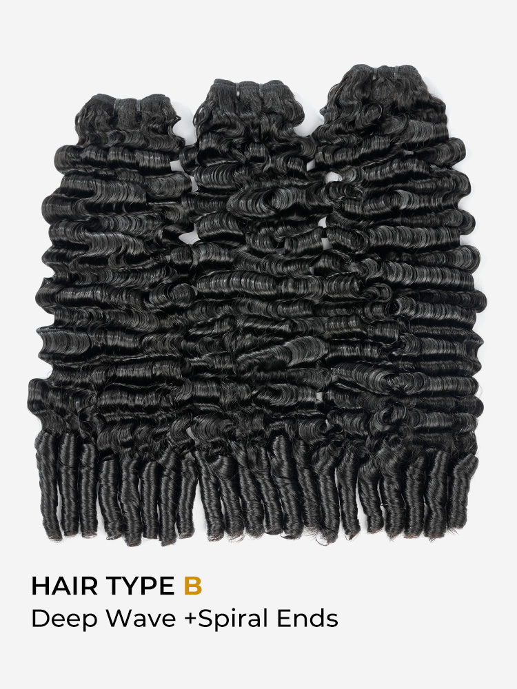 deep wave curls with spiral ends