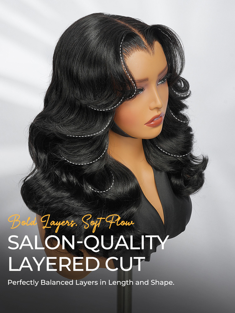 layered cut bouncy wave wig
