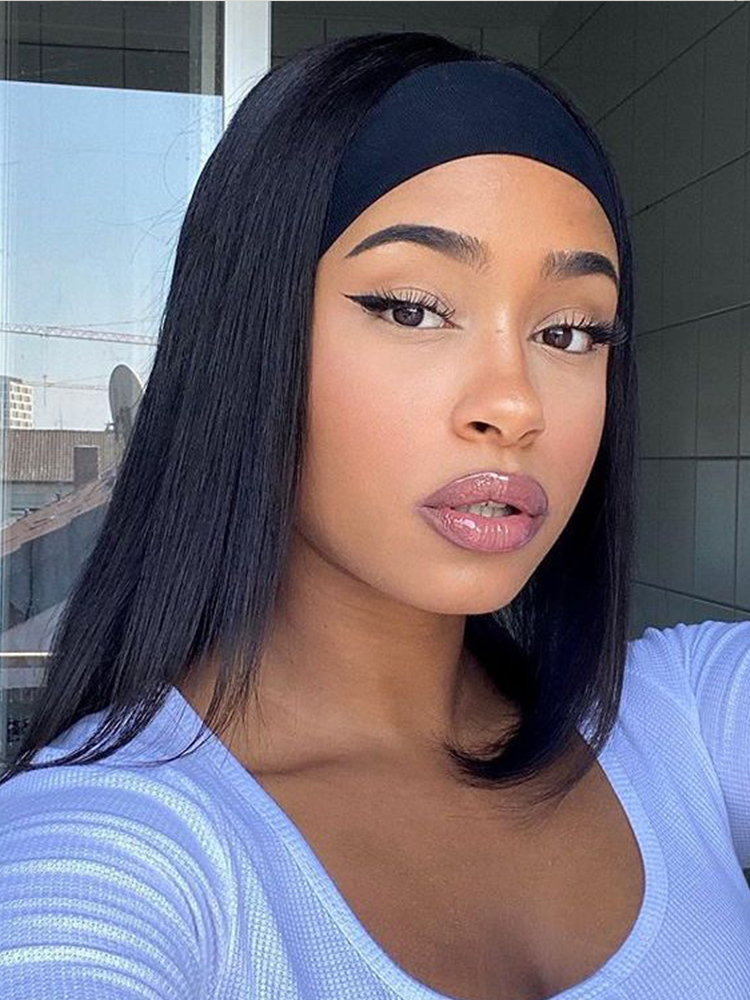 Straight hair headband wig