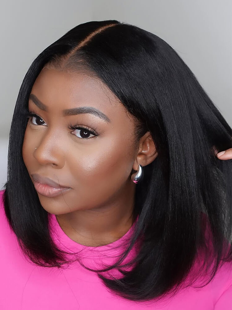 Glueless Yaki Straight Short Bob Wig