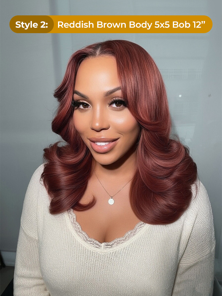 Reddish Brown Body Wave Bob