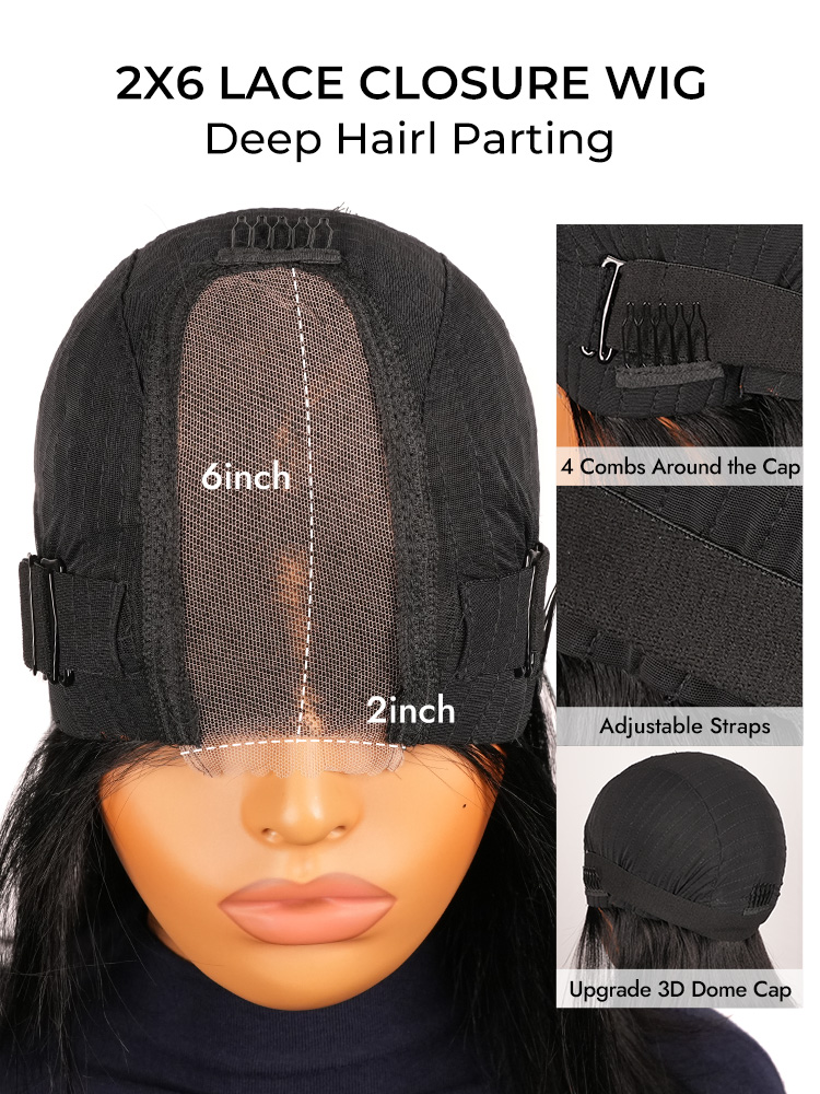 2*6 lace closure wig deep hair part