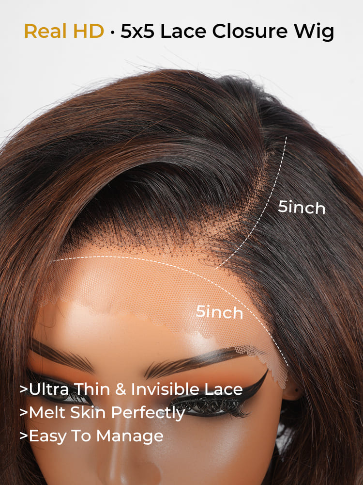 side part 5x5 hd lace closure wig