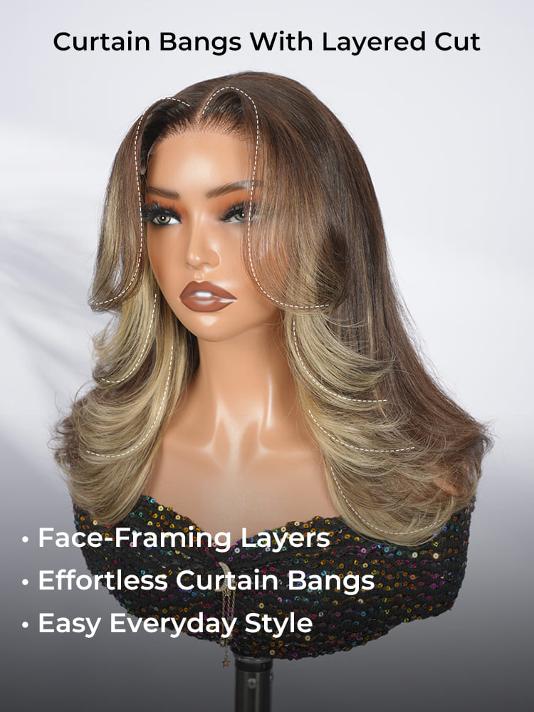 curtain bangs with layered cut