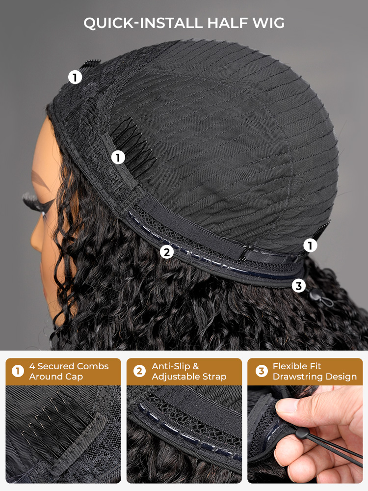 Flip-Over Half Wig With Drawstring