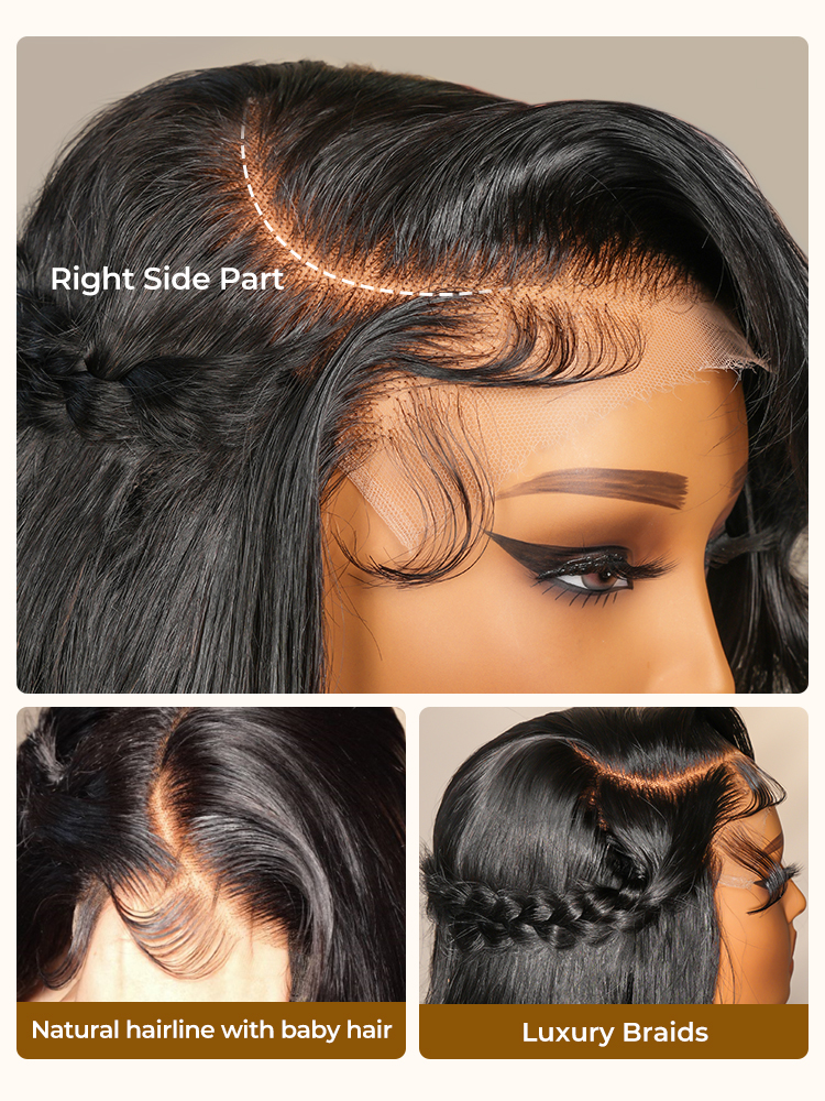 side part wig with baby hair