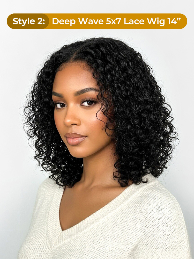Deep Wave Short Lace Closure Wig