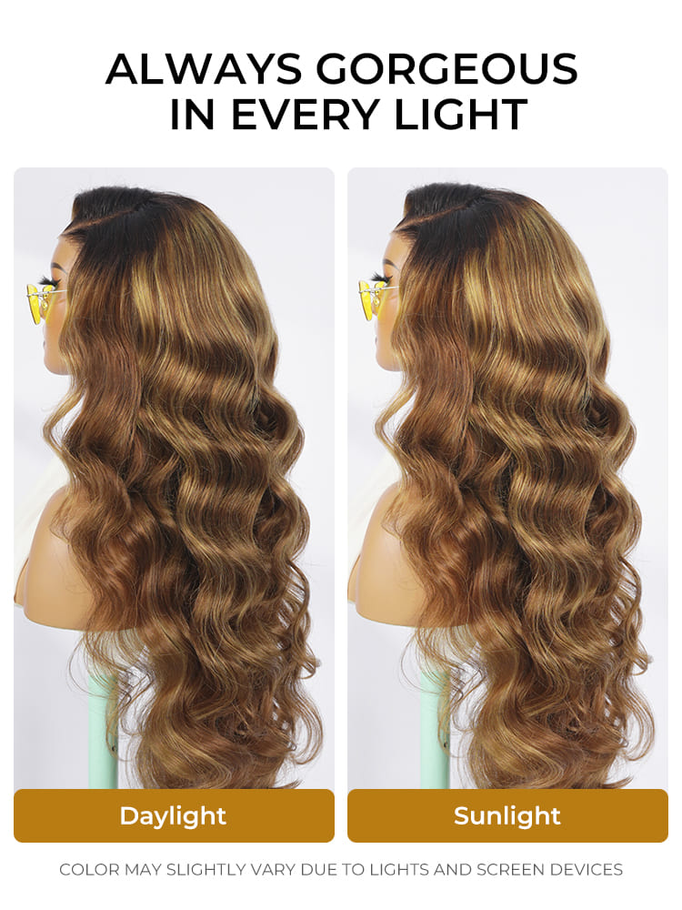 Brown Highlight Side Bang Lace Front Wig