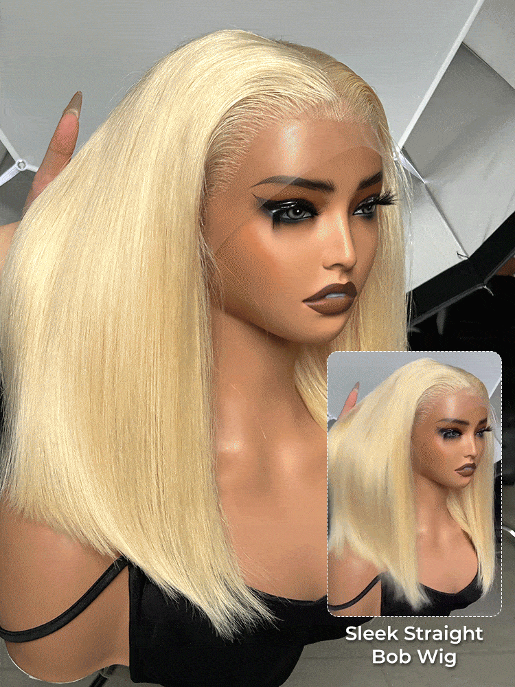 silk straight blonde bob wig