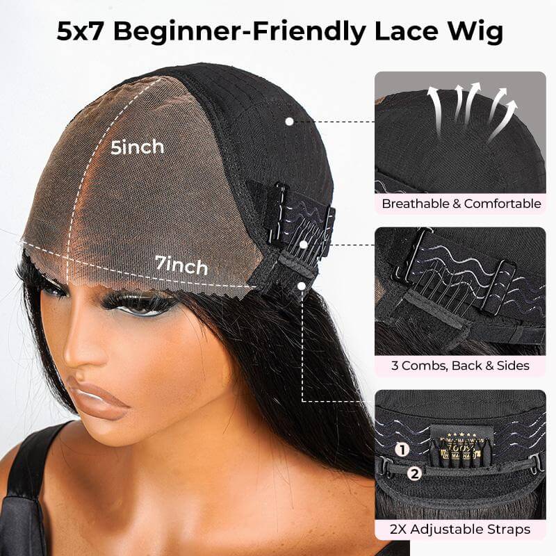 5x7 glueless lace closure wig