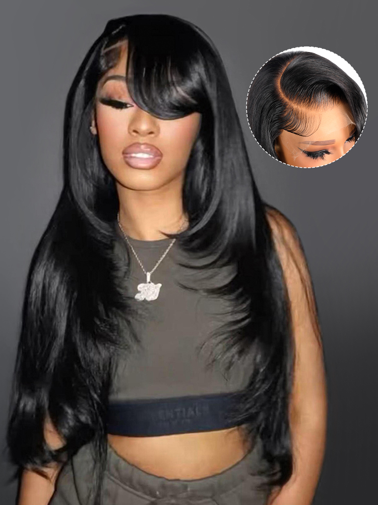 Layered Long Hair With Side Swept Bangs