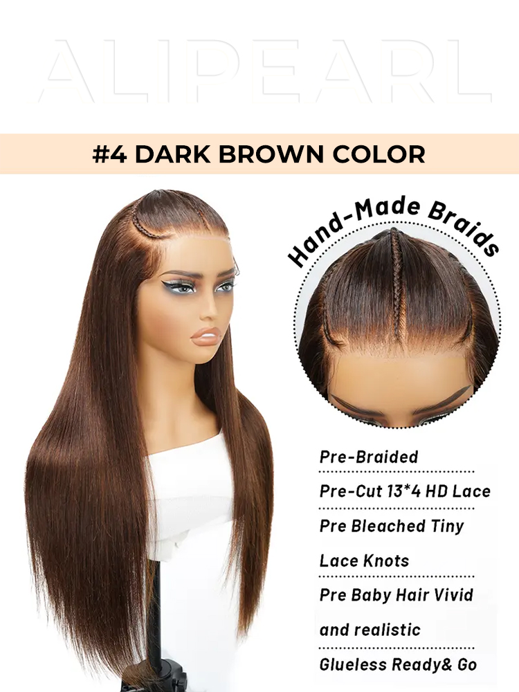 dark brown straight glueless wig