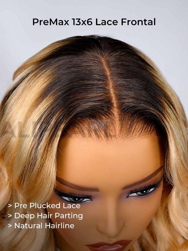 honey blonde highlight body wave wig