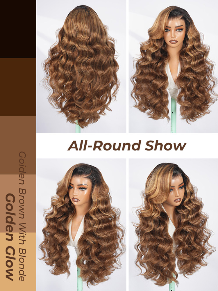 Highlight Body Wave Front Wig With Dark Root