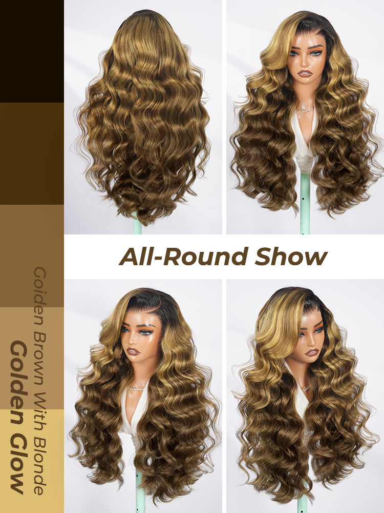 Highlight Body Wave Front Wig With Dark Root
