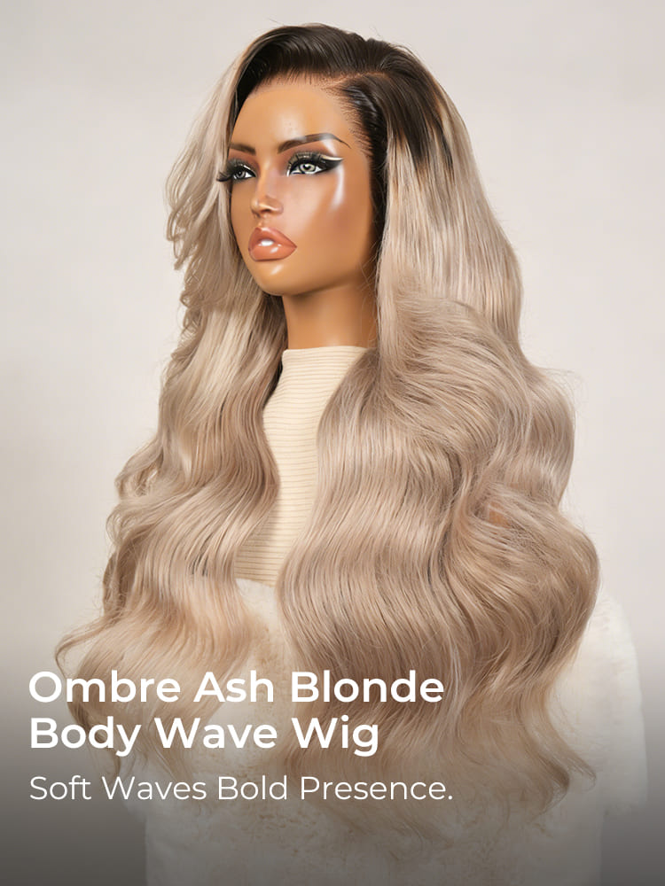 ombre ash blonde body wave wig