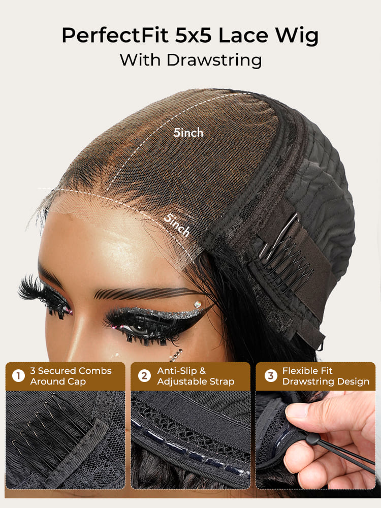 lace closure wig with drawstring