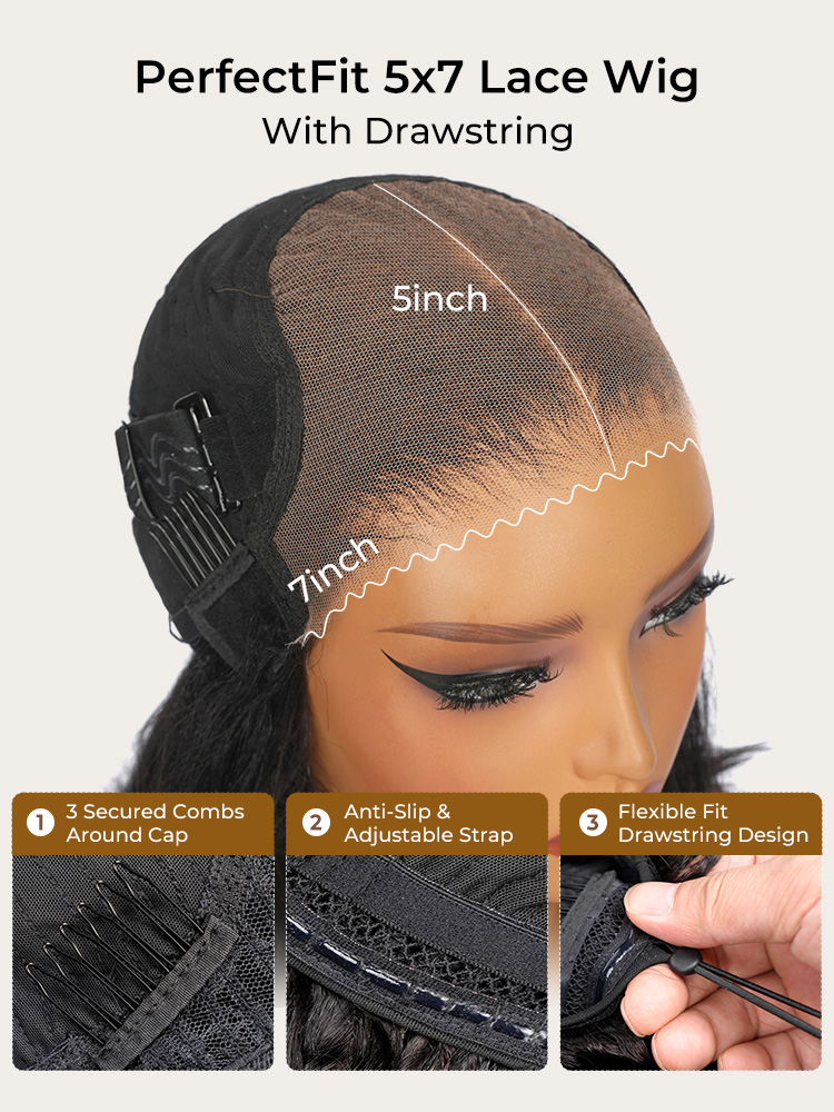 5*7 lace closure wig with drawstring
