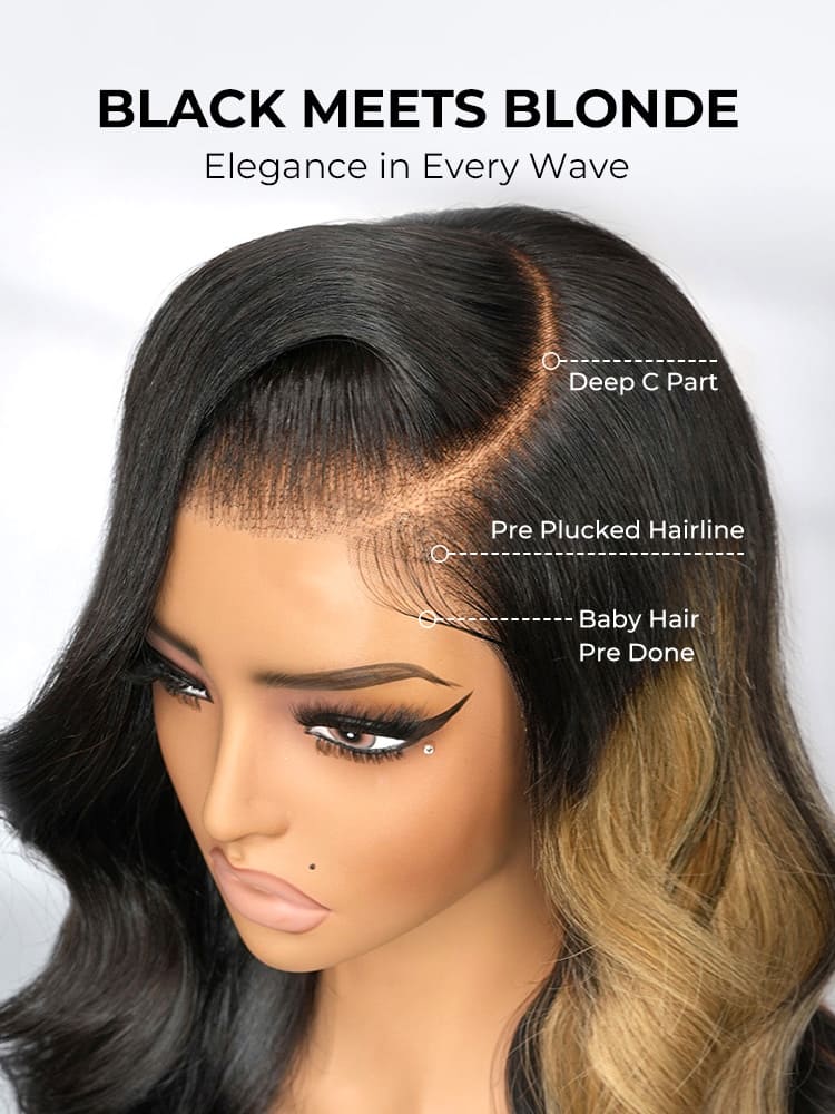 one side blonde body wave wig