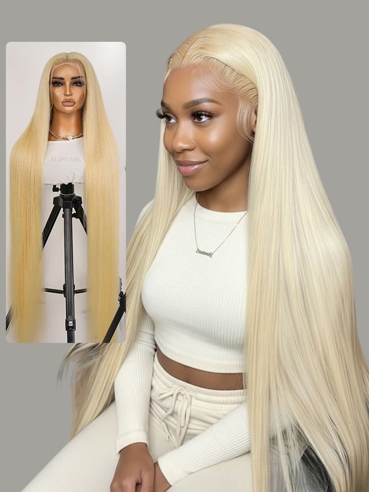  Long Wigs #613 Blonde Straight Pre Plucked Lace Wigs 30-40 Inches