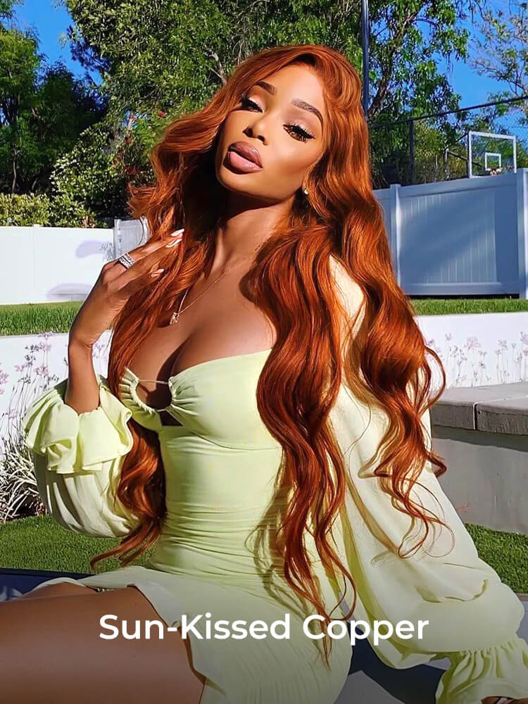 shiny copper ginger wig