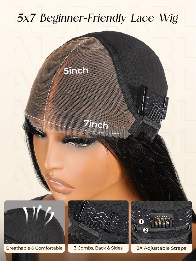5x7 glueless lace closure wig