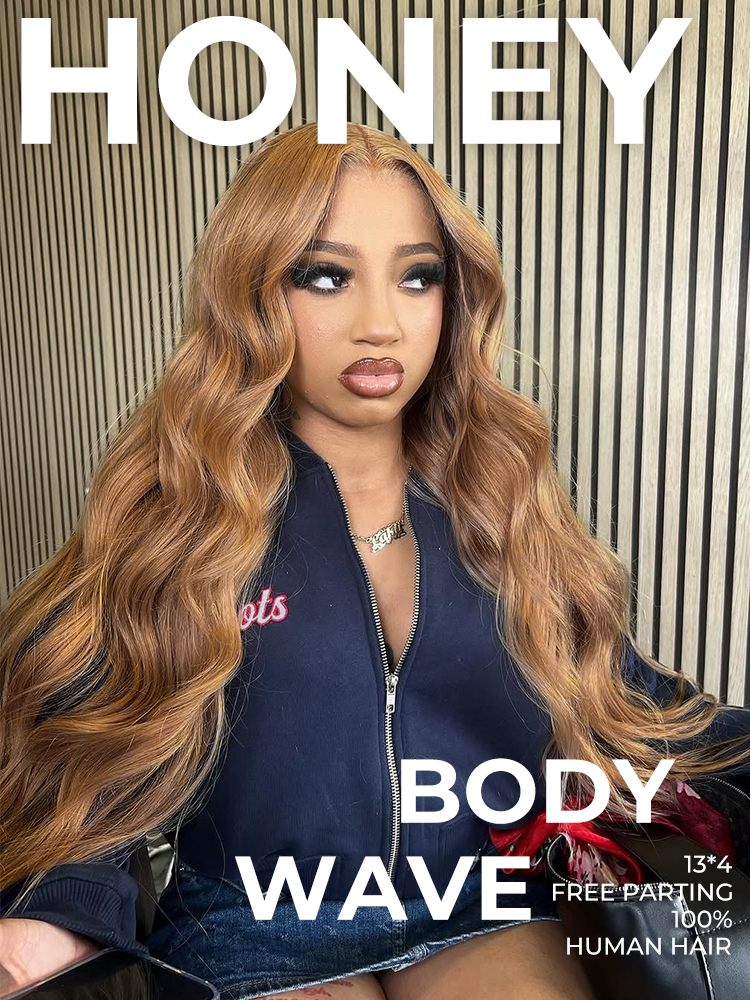 #27 Honey Blonde Colored Body Wave Front Wigs
