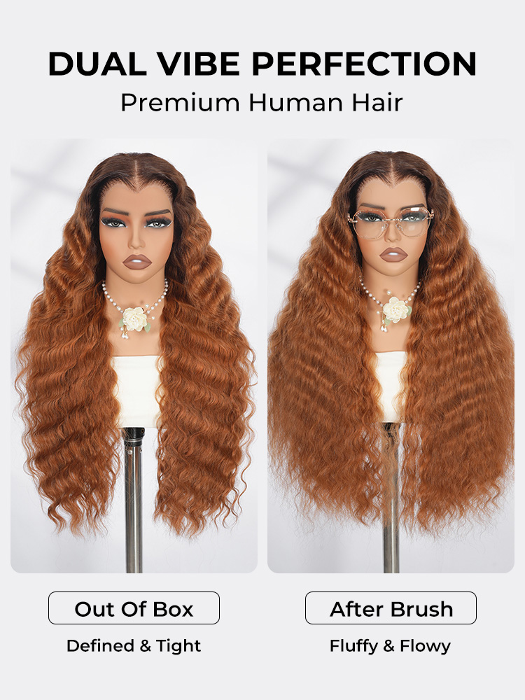 Human Hair Crimped Colored Lace Front Wig