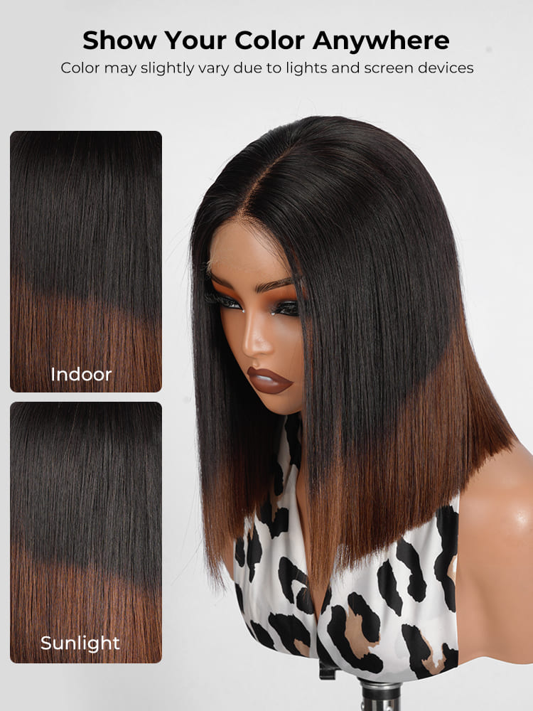black to brown bob wig