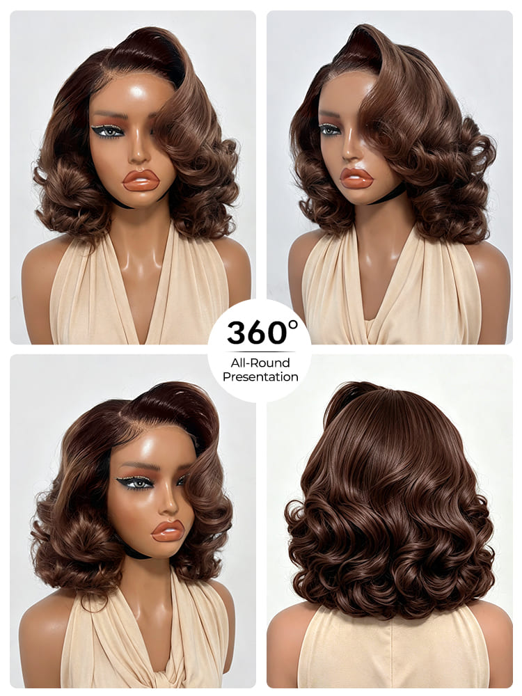 dark brown body wave bob wig