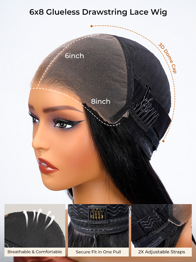 6x8 Lace Closure Wig With Drawstring